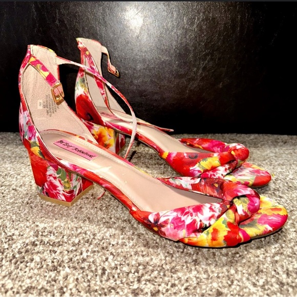 Betsey Johnson Shoes - Betsey Johnson Floral Heels - Red, Pink, and Yellow